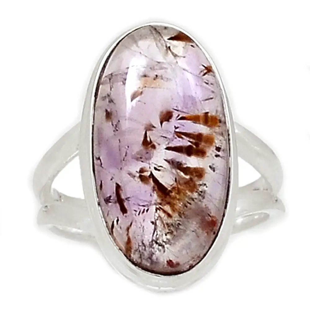 

Genuine Super 7 / Cacoxenite Ring 925 Sterling Silver,USA Size :6.25, AR4042