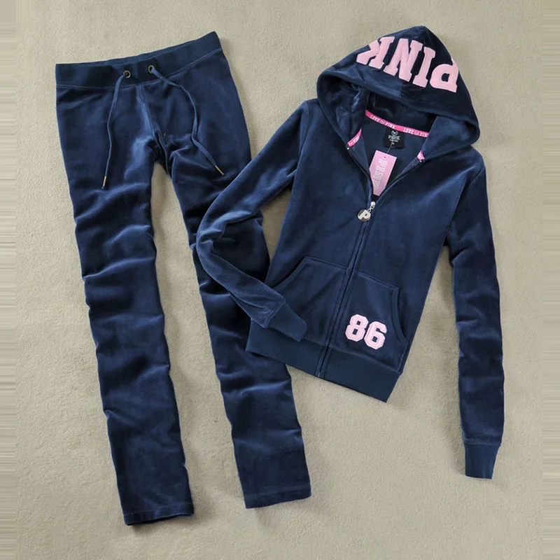 white co ord set Spring / Fall 2020 PINK Women's Brand Velvet fabric Tracksuits Velour suit women Track suit Hoodies and Pants SIZE S - XL sweat suits women Women's Sets
