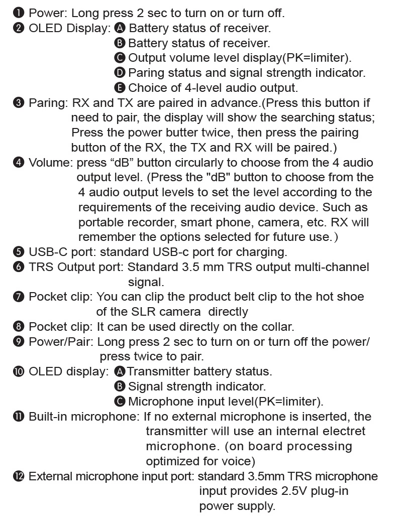 Relacart MI1 MI2 Lavalier Wireless Microphone System Transmitter Kit Vlog Video Recording Studio Mic for DSLR Camera Smartphone