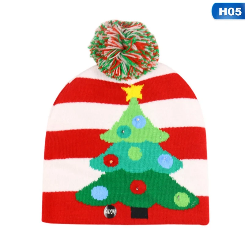 5 LED Christmas Hats Beanie Sweater Christmas Santa Hat Scarf Light Up Knitted Hat For Kid Adult For Christmas Party - Цвет: 5