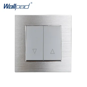 

2 Gang Electric Curtain Shutter Momentary Contact Switch Reset Switches Wallpad Grey Aluminum Alloy Panel