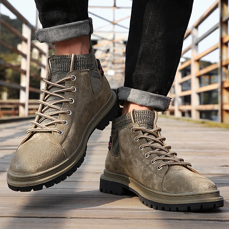 Мужские ботинки; Зимние Теплые ботильоны; botas hombre; мужские кожаные зимние ботинки; мужские зимние уличные кроссовки;% 8A009