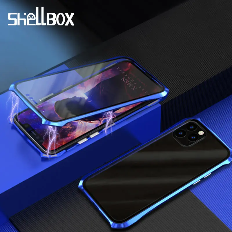 Магнитный чехол Shelbox для Samsung Galaxy Note 10 Plus iPhone 11 Pro Max полное переднее и заднее стекло