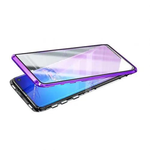 Samsung Galaxy Note 10/10 Plus Магнитный чехол для мобильного телефона с металлической задней магнитной рамкой прозрачный чехол из закаленного стекла - Цвет: Purple for Note10P