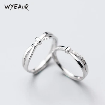

WYEAIIR Interlaced Simple Zircon Sweet Romantic Cute 925 Sterling Silver Female Resizable Opening Rings
