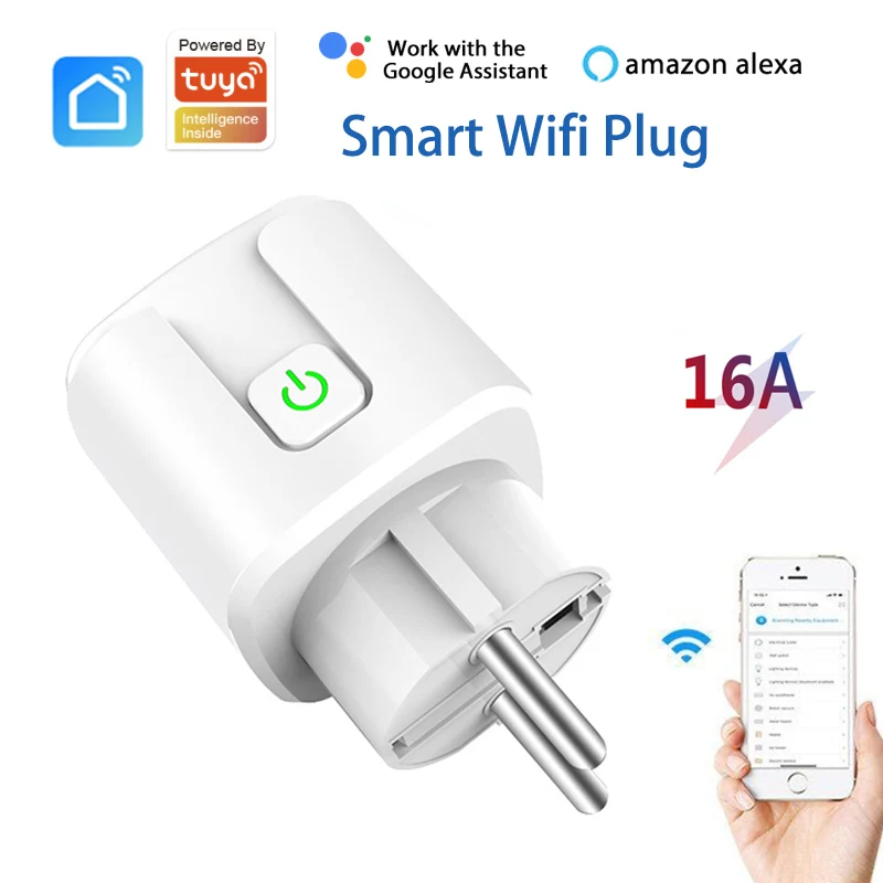 16A Wifi штепсельная вилка европейского стандарта для Tuya Smart Life Power Mornitor