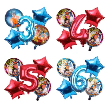 

5pcs/set Cartoon 7 Dragon Ball Goku Wu Kong Foil Balloon 30inch Number Balloon Happy Birthday Party Decoration Boy Kids Toy Ball