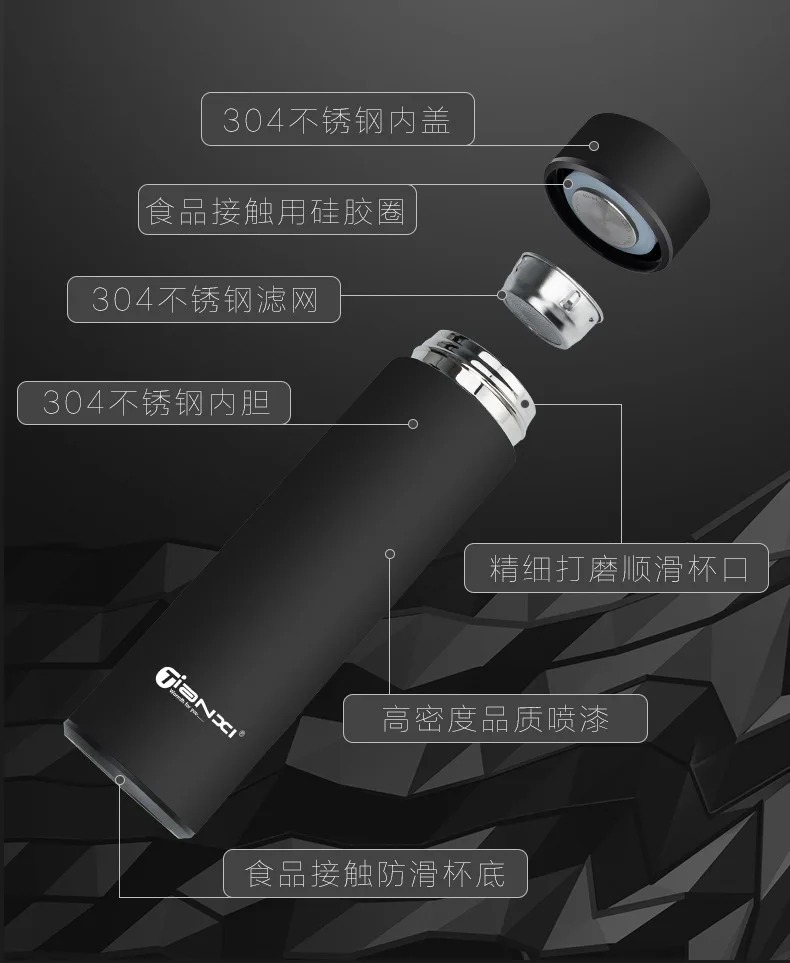 Portable Thermos Cup 304 Stainless Steel Vacuum Flask Tea Cup Water Bottle