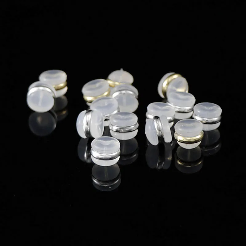 

10pcs/lot Silicone Clear Rubber Earplug With Metal Circle Earrings Ear Stopper Accessories for DIY Women Jewelry Making Findings