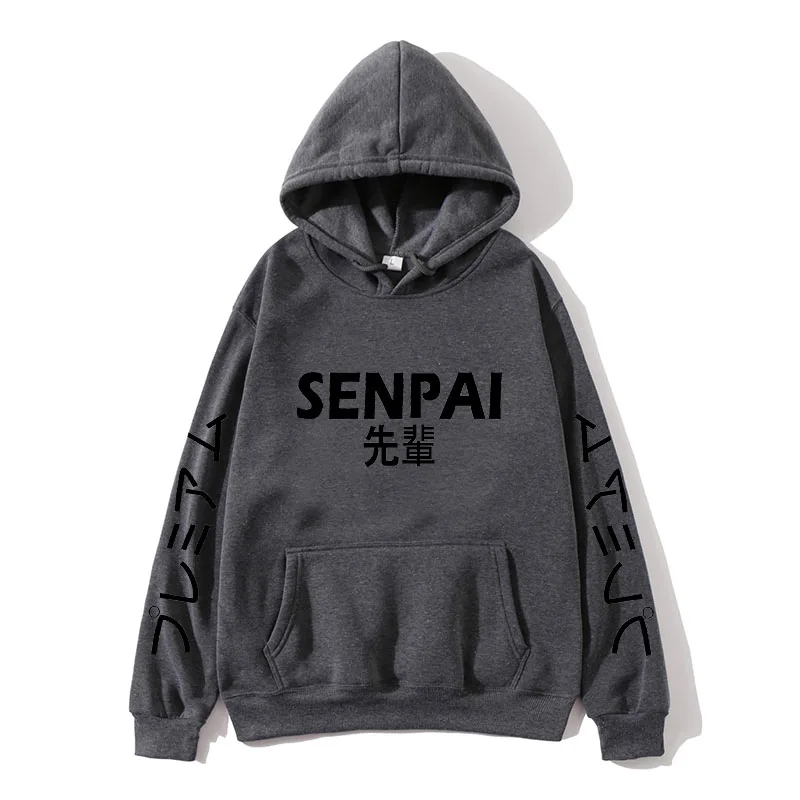 Mode japanse уличная одежда SENPAI толстовка с капюшоном Meerdere Kleur Mannen Vrouwen толстовки Trui sudadera hombre - Цвет: Dark gray
