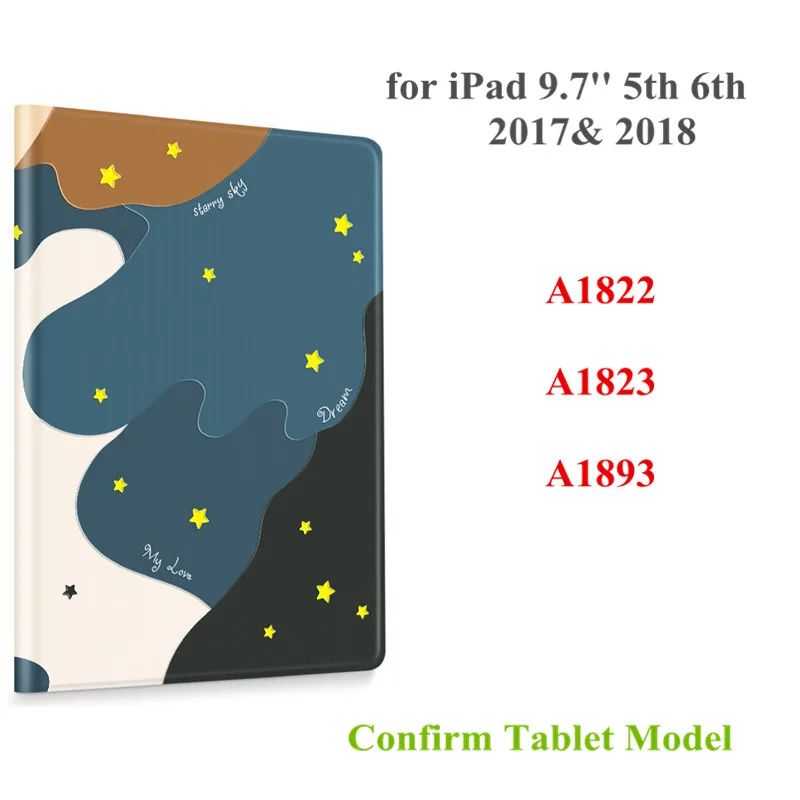 Для iPad цветной принт планшет кожаный чехол для iPad 3D рельефный защитный чехол умный чехол s - Цвет: iPad 9.7 2017 2018