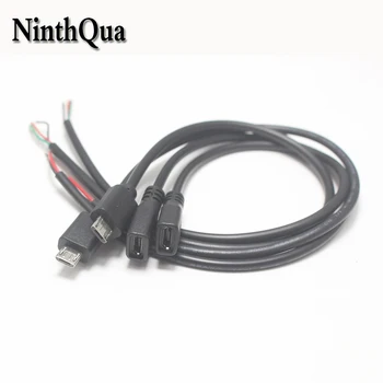 

1pcs DIY Micro USB Welding Type Male Plug Female jack Connector with 2P / 4P Cable for OD3mm Wire Black 30cm