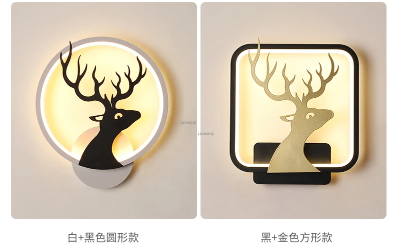 LED Decor Postmodern Bedside Bedroom Wall Lamps Nordic Style Elk Sconces Lighting Creative Wall Lights Home Decor Wall Lamp