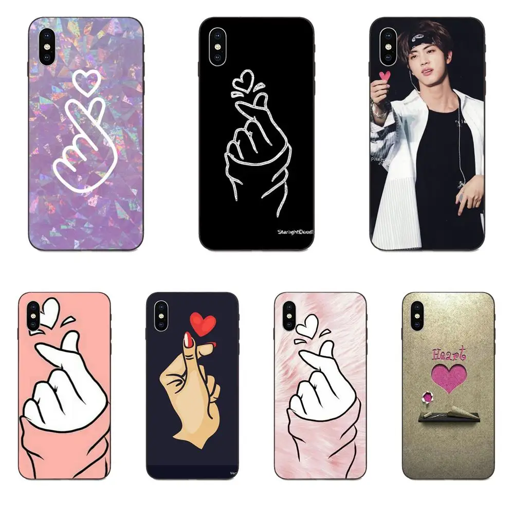 

Soft TPU Mobile Phone Case Cover For Apple iPhone X XS Max XR 4 4S 5 5S SE 6 6S 7 8 Plus Lovely Cute Korean Finger Heart