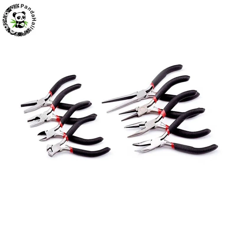 1 Set Pliers Pandahall Ювелирные плоскогубцы, Наборы инструментов, черные Углеродистые стальные плоскогубцы для полировки бисероплетения, сделай сам, проволочный резак - Цвет: 1 Set Pliers