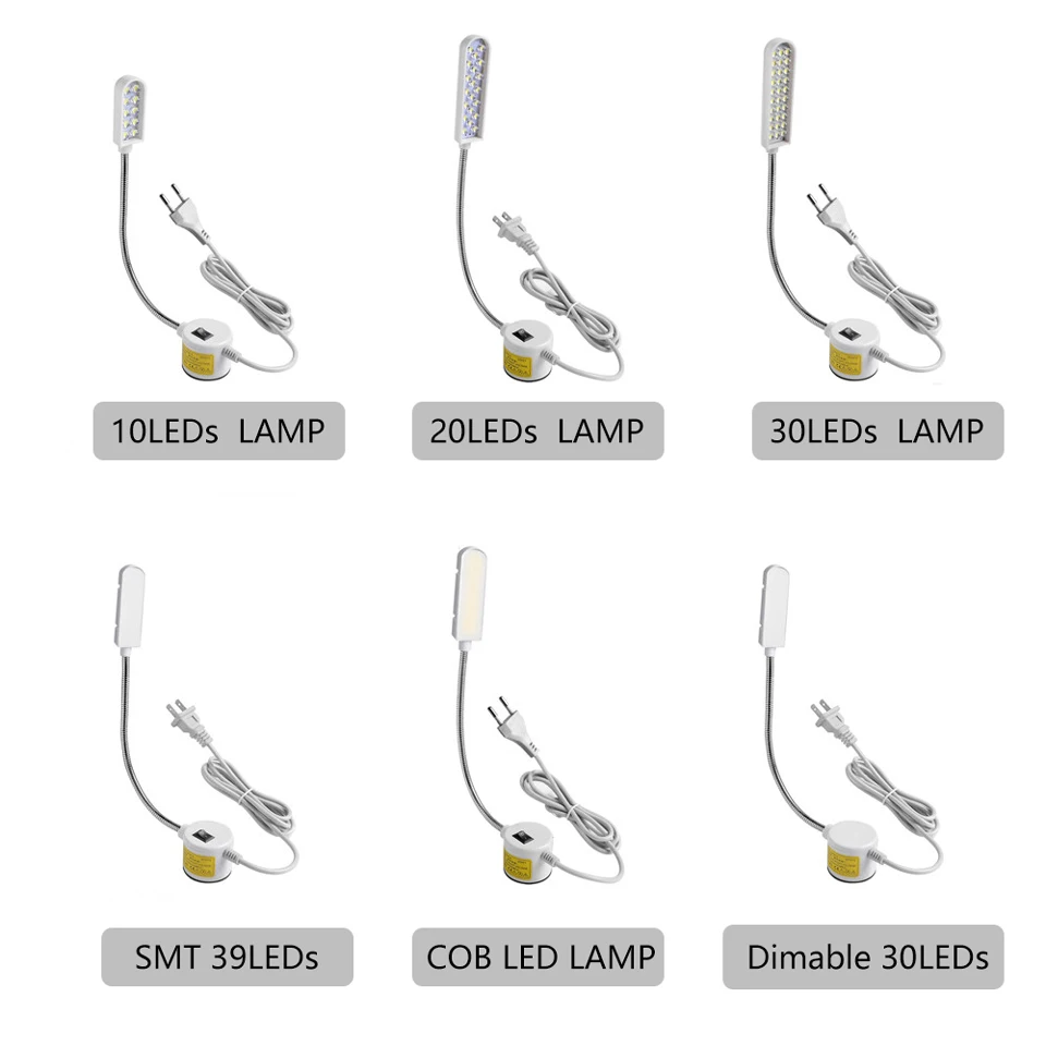 Sewing Machine Lighting Lamp Dimmable Sewing Machine LED Lights Flexible Work Lamp Industrial Magnetic 20/30LEDs For Drill Press Lathe