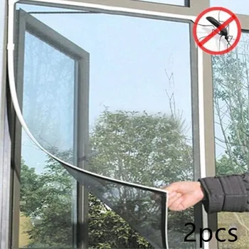 

2pcs Indoor Insect Fly Mosquito Net Screen Curtain Mesh Bug Mosquito Netting Window Self-adhesive Curtain Protector Flyscreen