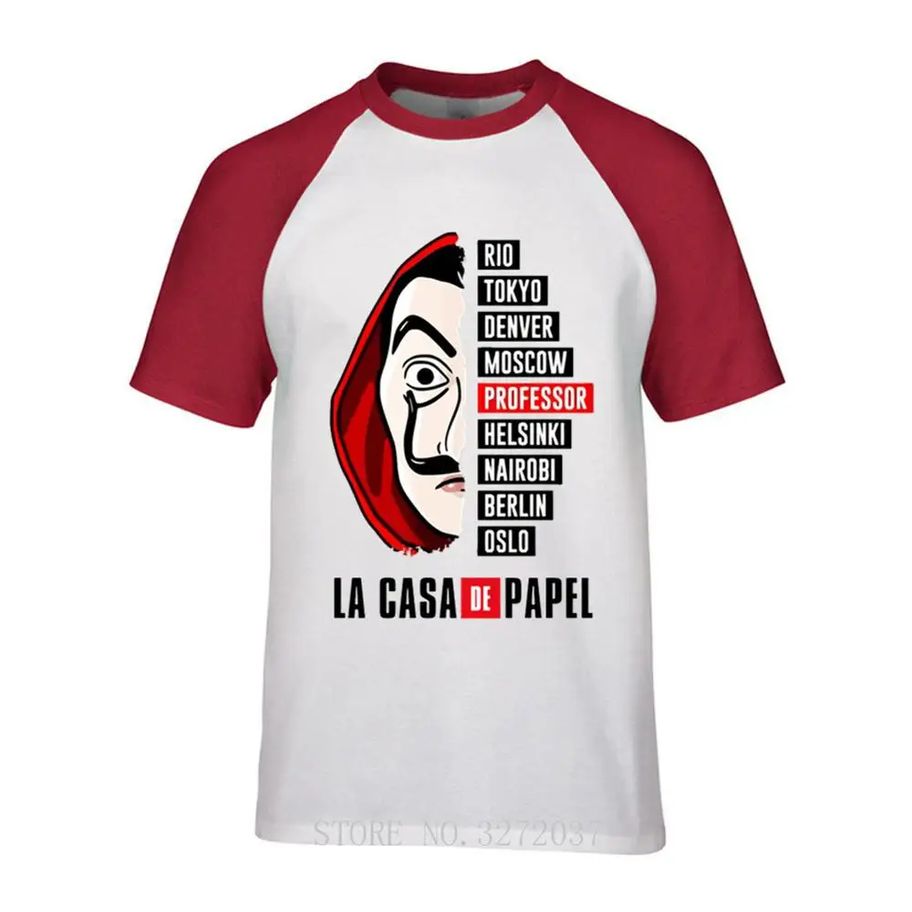 Мужская футболка la casa de papel el Prof футболки с круглым вырезом и надписью House of Paper
