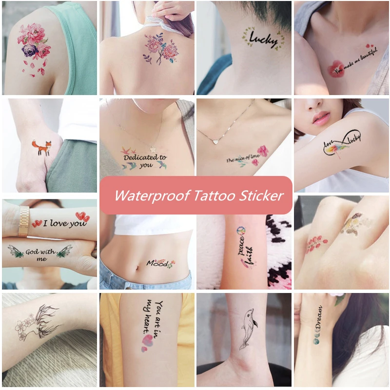30pcs/lot Flower Rose Waterproof Temporary Tatoos Sticker Cute Panda Animal for Adults Body Face Art Women Water Transfer Tattoo|Временные