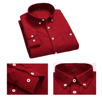 

Spring Popular Hot Korean Literary Youth Loose Casual Solid Color Corduroy Shirt Men's Long Sleeve Shirt With Pocket Design