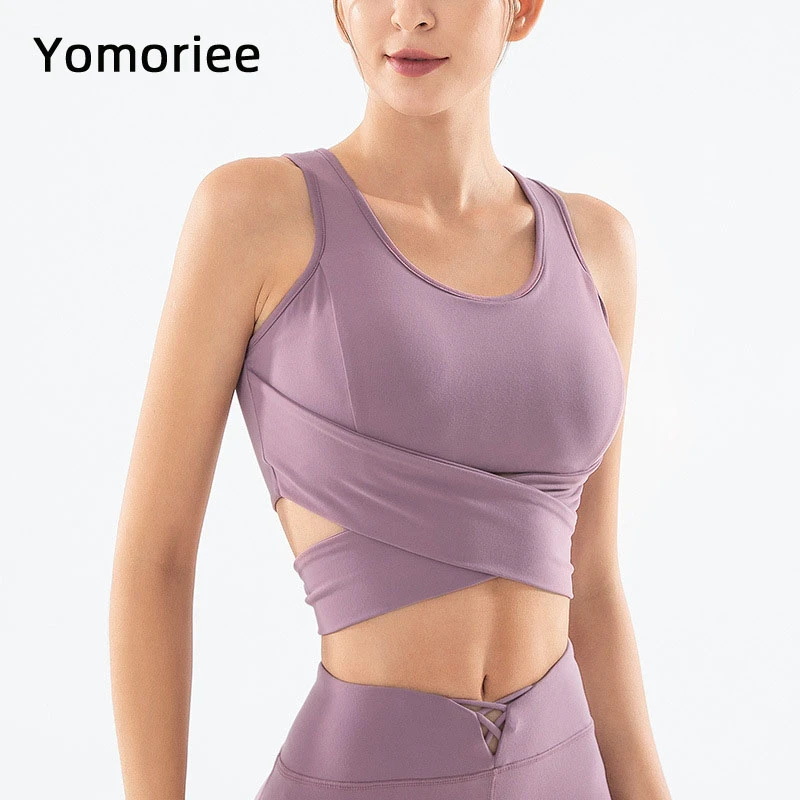 

Sexy Yoga Bra Women Gym Sport Workout Running Training Tank Dry fit Breathable Push-up Halter Fitness Top Solid Color Yomoriee