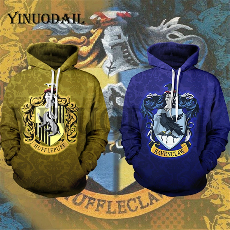 YINUODAIL мужские спортивные толстовки Wizardry 3D Толстовка Хогвартс Слизерин Hufflepuff комплект уличная Косплей Костюм