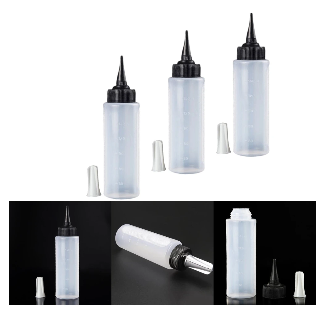 3pcs 150ml Empty Plastic Salon Hair Color Measuring Tinting Applicator Bottle Washing Cleaning Refillable Squeeze | Красота и