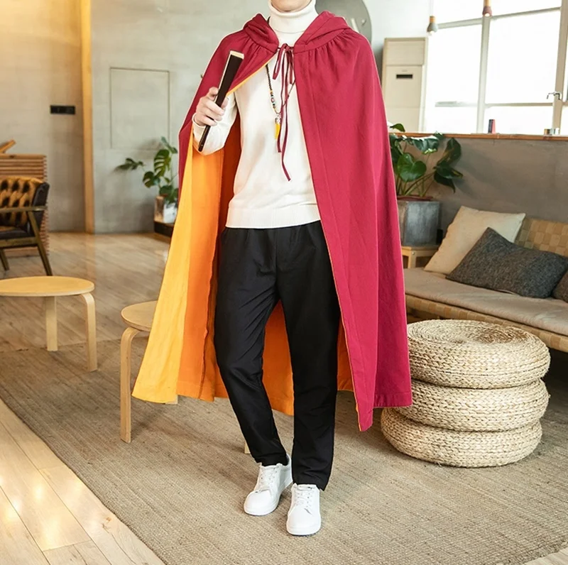 Традиционная китайская одежда для мужчин, мужской длинный плащ, бархатный хлопковый зимний мужской винтажный халат, Китайский плащ KK3065
