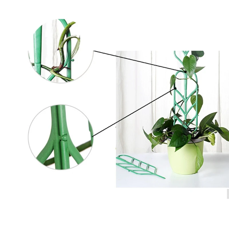 Indoor Plant Trellis Support Kits For Climbing Plants Green Leaf Shape