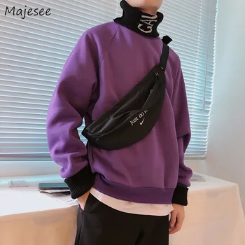

Hoodies Men Fake Two Pieces Turtleneck Solid Retro Mens Loose Oversize Korean Style Chic Harajuku Ins Simple All-match Ulzzang