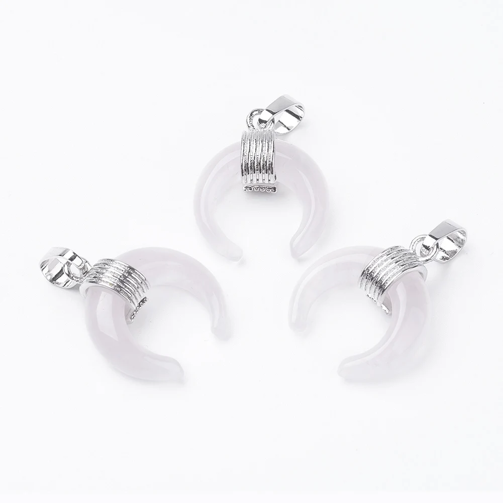 10pcs Natural Stones Green Aventurine Tiger Eye Moon Shape Pendant Charms for Jewelry Making DIY Necklace Accessories