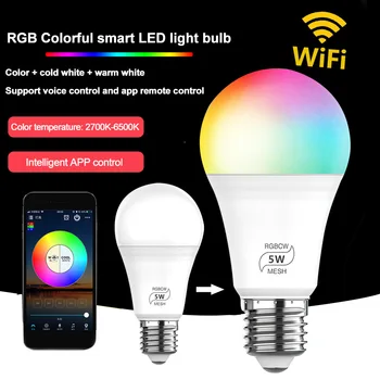 

Smart WIFI Living Room Bedroom Multicolor With Alexa Google RGB Colorful APP Control Indoor Timing LED Light Bulb Color Changing