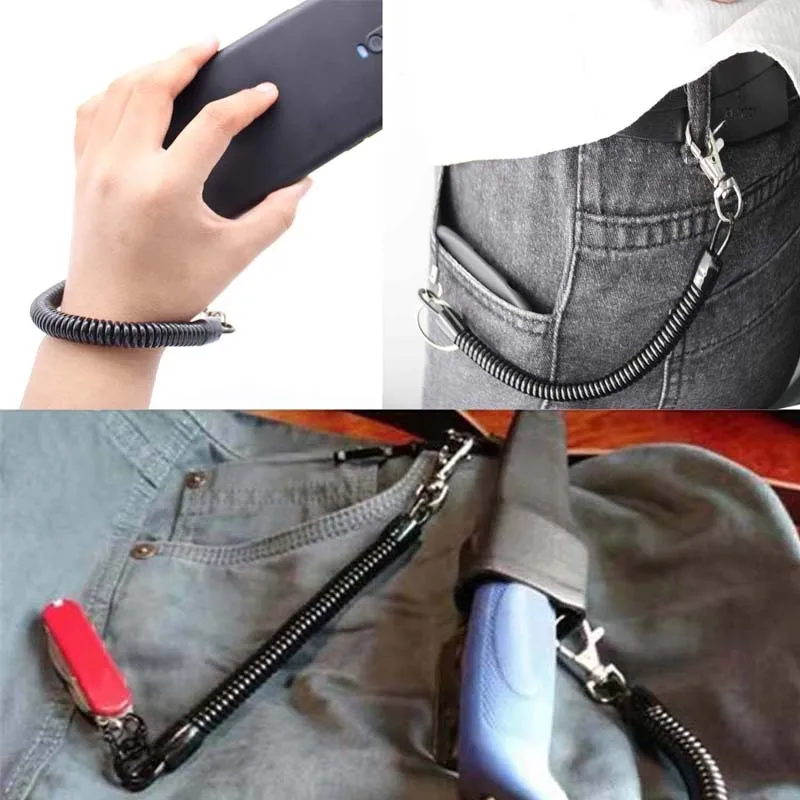 1Pc Spring Coil Keychain Spiral Retractable Theftproof Anti-Lost Stretch Cord Safety Key Ring Lobster Clasp Hook for Keys Wallet whistle keychain key chain clip keychain tool keychain carabiner key ring