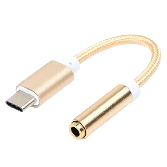 Type-C до 3,5 мм Jack конвертер аудио адаптер для наушников USB C до 3,5 мм Дополнительный разъем для наушников кабель для huawei P20 P30 Pro mate 10 20 Lite - Цвет: Золотой