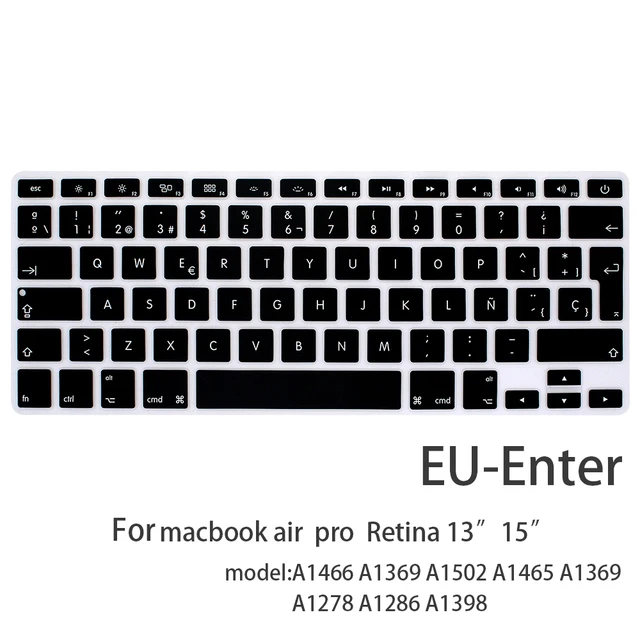 With ñ Spanish keyboard cover protector for macbook pro13 A2159 A1990 For macbook air 13 A1932 A1466 Keyboard protective film A1502A1398A1286A1278
