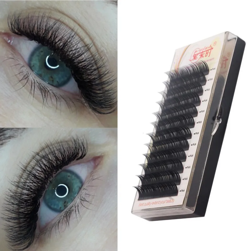 

NEWCOME 12Rows Individual Eyelash Extension Faux Mink Korea Silk Eye Lashes for Professional Salon False Eyelash Extension