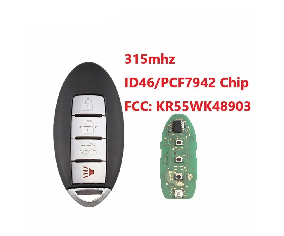4 Buttons 315Mhz Car Remote Smart Key ID 46 Chip For Nissan Altima Maxima Murano FCCID KR55WK48903 | Автомобили и мотоциклы
