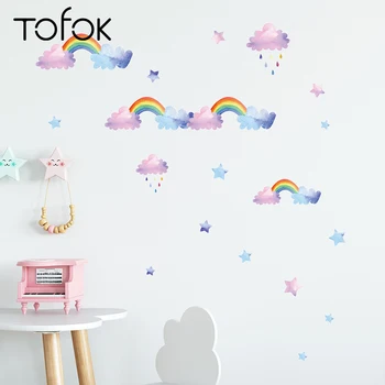 

Tofok Cartoon Clouds Rainbow DIY Wall Sticker Self-adhesive Kids Room Nursery Decoration Mural Decals Store Wall Sticker