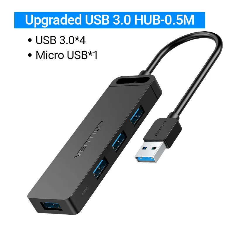 موزع USB 3.0، 4 منافذ، شحن مايكرو