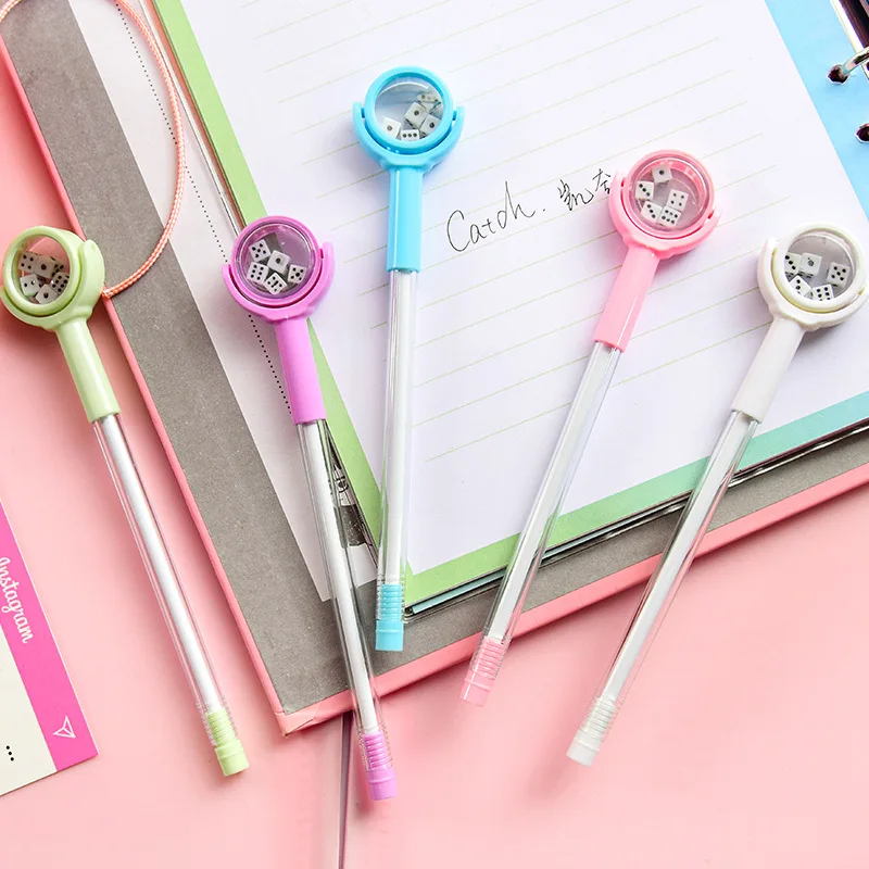 2X Cute Interesting Dice Gel Pen Writing Signing Pen School Office Supply Kids Gift Student Stationery 0.5mm Black Ink
