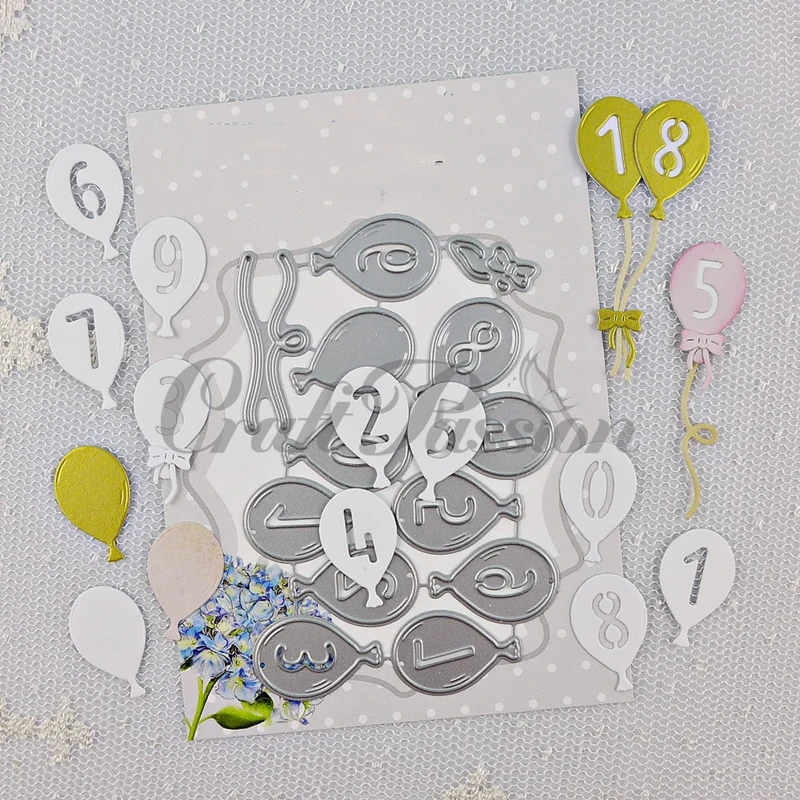 AliliArts-troqueles de corte de Metal, globos con números, álbum para recortes de fotos, grabado decorativo, manualidades, 2020