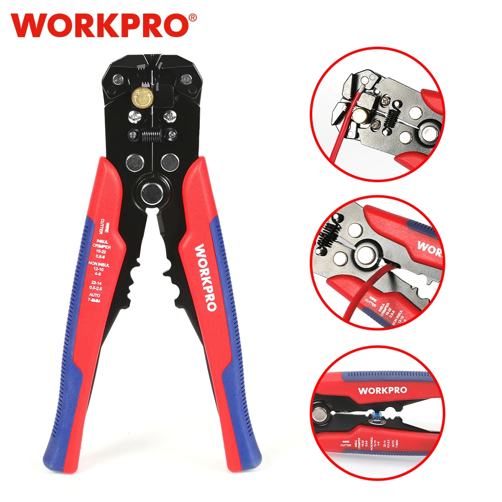 Wire stripper,universal pliers,hand tools,stripping pliers,crimping tool,crimping tools,wire stripping pliers,multifunctional pliers,multifunctional tools,wire pliers,crimping pliers WORKPRO Electrician's Wire Pliers Multifunctional Pliers Automatic Wire Stripper Crimping Function Ergonomic Handle
