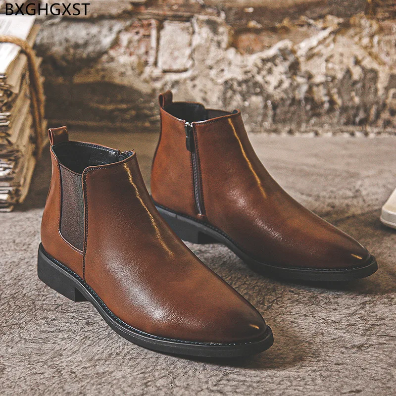 

Ботильоны мужские коричневые, мотоциклетные ботинки челси, роскошная Брендовая обувь для мужчин, 2024