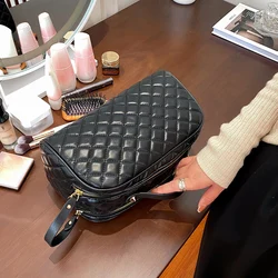 Quilted Travel Make Up Bags Women Girl Composite Cosmetic Bag Makeup Beauty Wash Organizer Toiletry Pouch Storage Kit Bath Bag