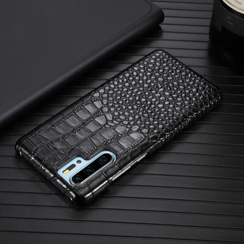 

3D Crocodile Skin Pattern Genuine Leather Back case for Huawei P30 Pro back cover Luxury Cases Ultra Slim