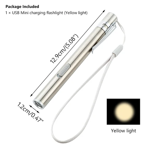 LED Pen Medical Flashlight Stainless Steel Rechargeable Flashlight With Usb Cable For Hiking Night Walking Gift Supplies
