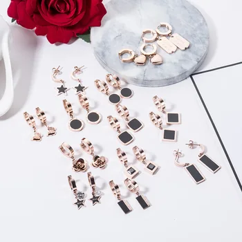 

Titanium Steel Ear Clip Simple Geometric Earrings Women's Anti-Allergy Rose Gold Ornament Korean Earrings Women's Jewelry