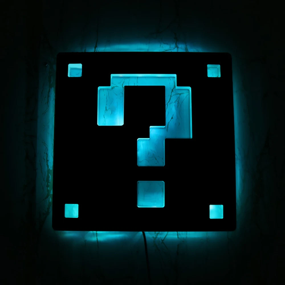 

Question Video Game LED Lighting Decorative Wall Mirror Mark Block With Backlight Retro Mirror Glow in Dark Boys Room Gamer Love