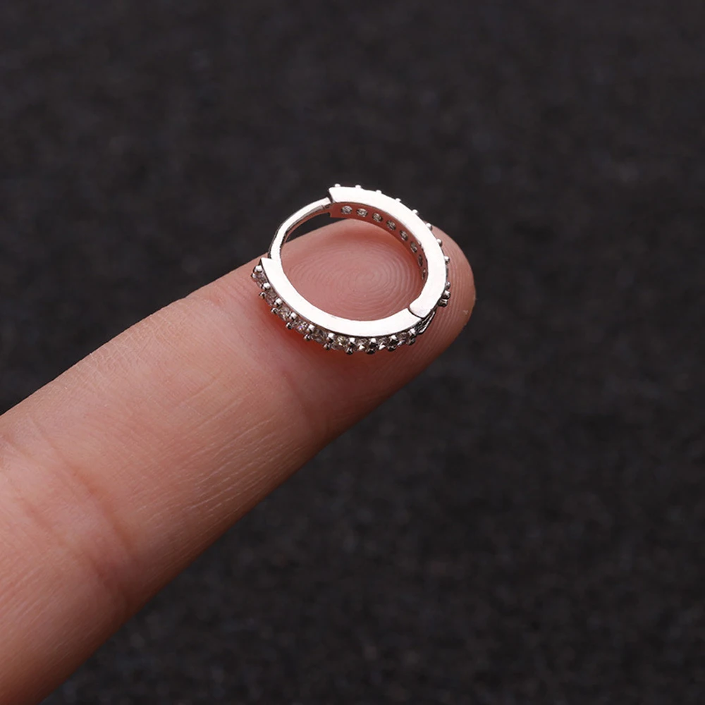 Gold Rosegold Body Jewelry Nose Ring CZ Ear Piercing Huggie Hoop Earring