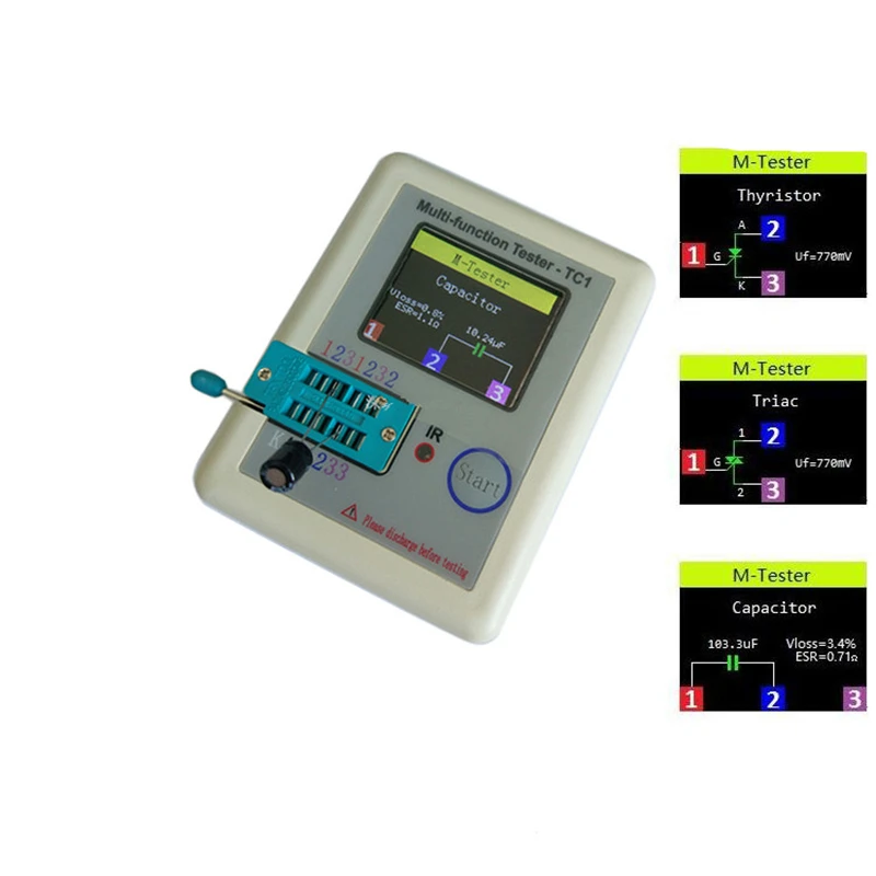 Nuovo Lcr-Tc1 Transistor Tester Tft Diodo Triodo Misuratore Di Capacità Esr Npn Pnp Mosfet